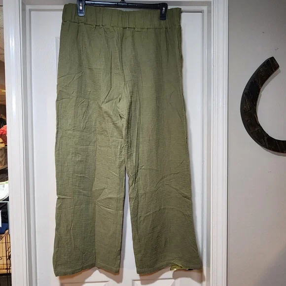 NWOT One 5 One Gauze Wide-Leg Pull On Pants Beach Cover Up Vacation Resortwear - Picture 3 of 4